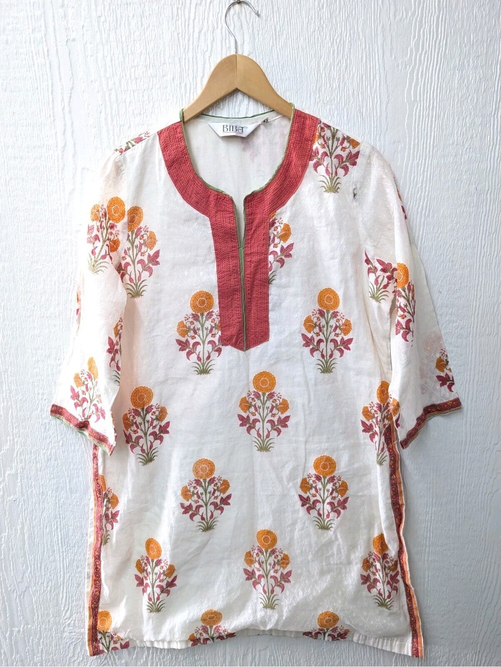 BIBA Indian Kurta Kurti Long Tunic Dress Floral Indian Bolly Women's Size 42